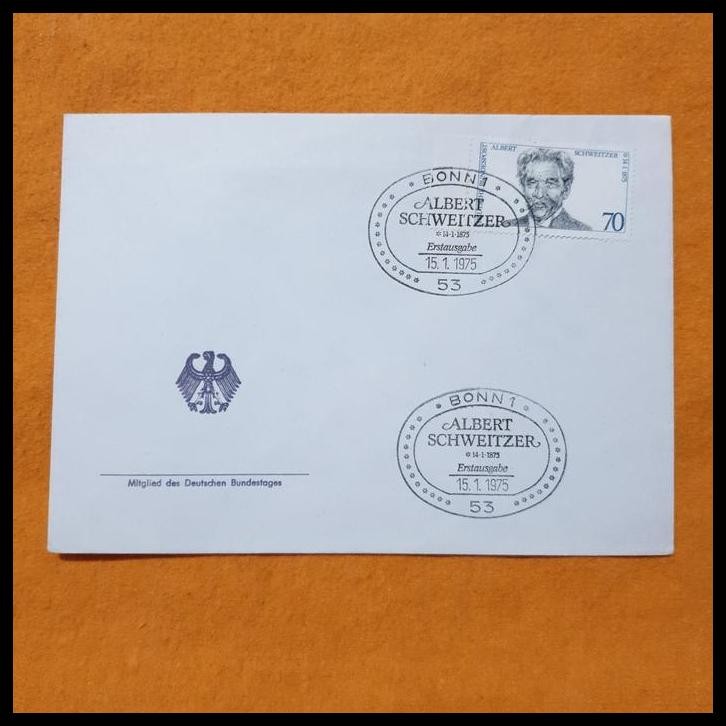 

HOT DEAL PRANGKO JERMAN. SAMPUL ALBERT SCHWITZER 1875-1975