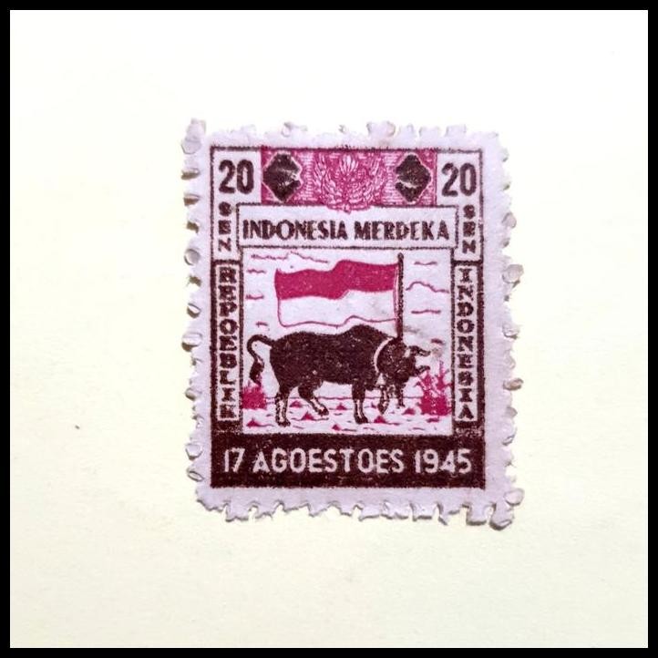 

HOT DEAL PRANGKO REVOLUSI JAWA 1946 J24 20 SEN, BANTENG DAN BENDERA MERAH PUTIH
