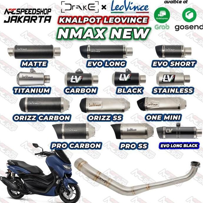 KNALPOT HEADER R9 Drake YAMAHA NMAX 155 NEW NMAX TURBO + SILENCER LEOVINCE SERIES