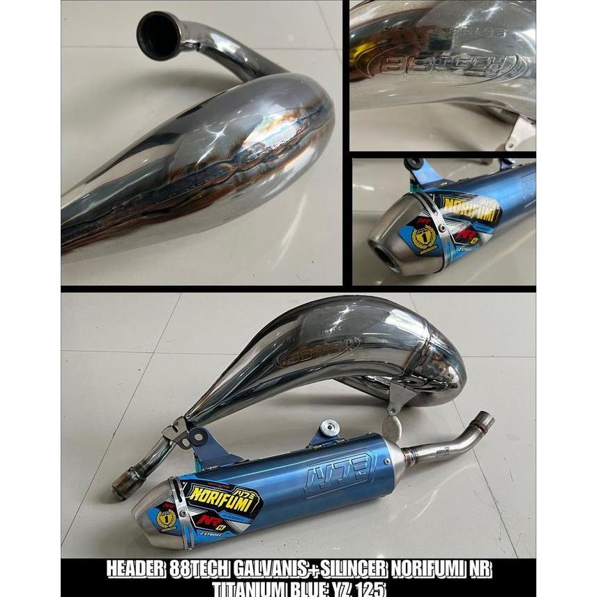KNALPOT YZ 125 X FULL SYSTEM 88 TECH HEADER YZ 125 X MERK 88 TECH
