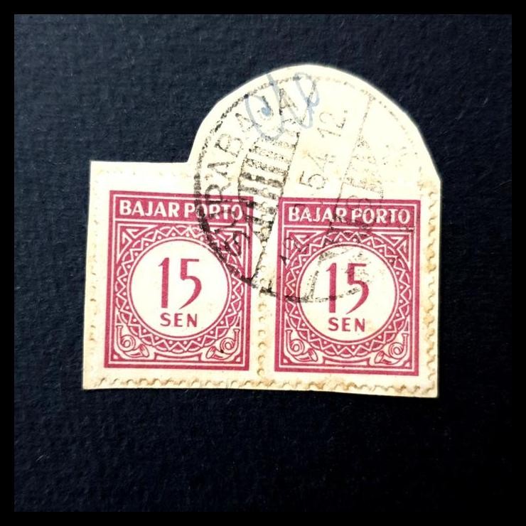

TERMURAH PRANGKO INDONESIA. BAJAR PORTO 1951. 15 SEN, PAIR. SURABAJA 12.2.1954 !!!!!