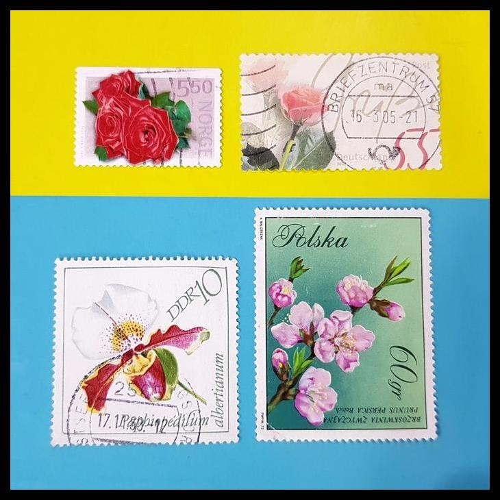 

BEST DEAL PERANGKO/PRANGKO BUNGA (4V) NORWEGIA, JERMAN, JERMAN TIMUR & POLANDIA !