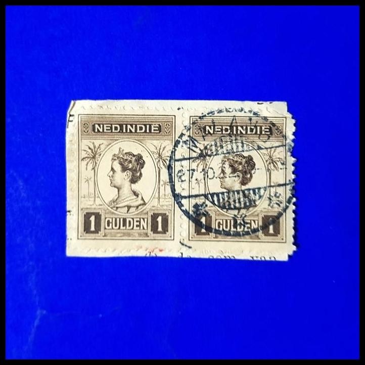 

DISKON PRANGKO INDONESIA - NED INDIE 1 GULDEN, PAIR. CAP MALANG 27.10. 1922 !!