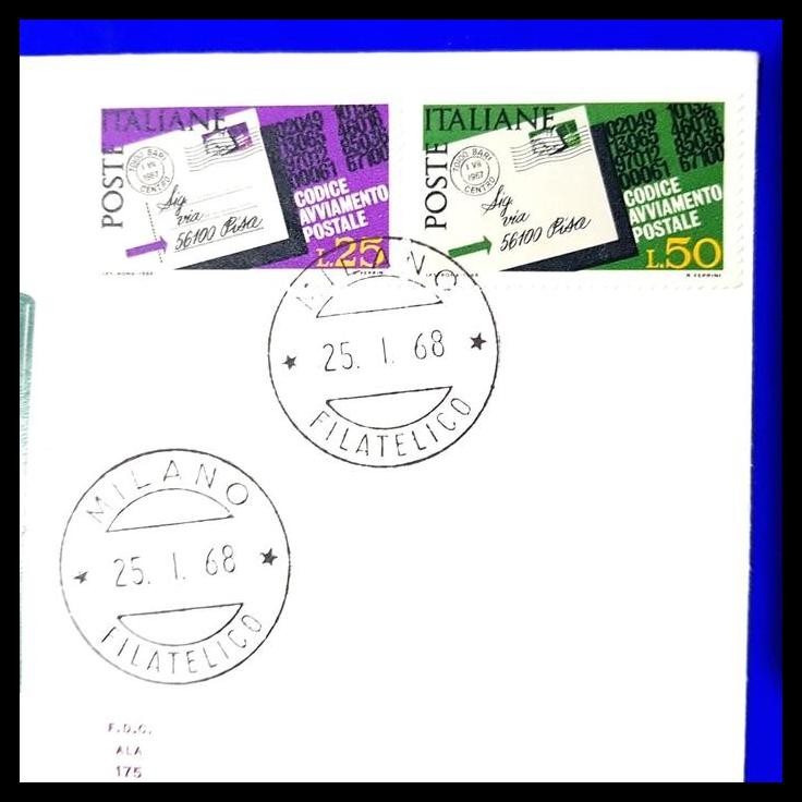 

DISKON PERANGKO ITALY. FDC 1968. MILANO. KODE POS/CODICE AVVIAMENTO POSTALE !!!!!!