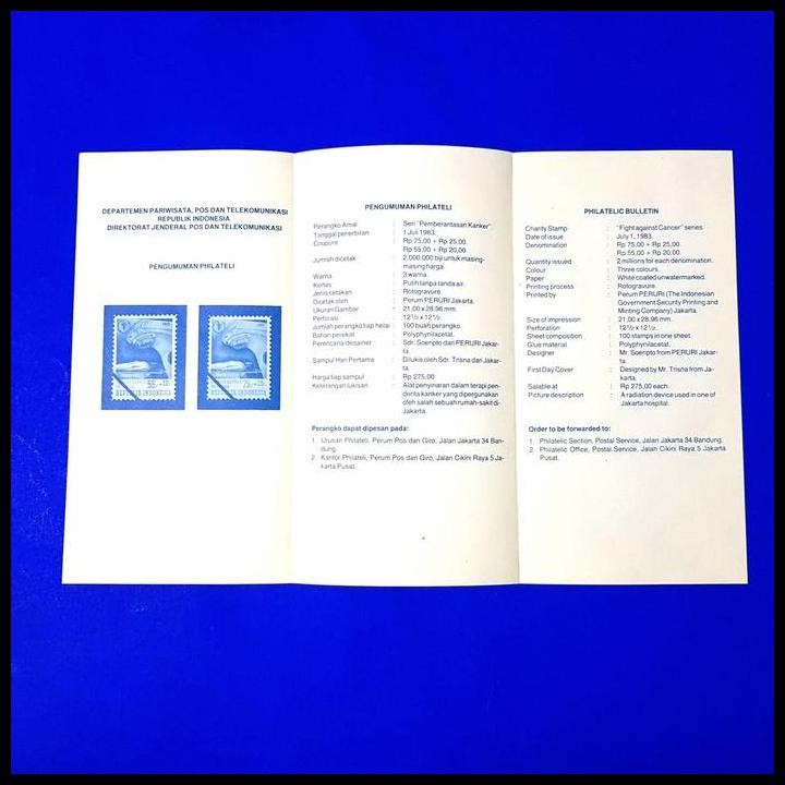 

TERMURAH PERANGKO/PRANGKO INDONESIA 1983. SHP LEMBAGA KANKER INDONESIA !!!!