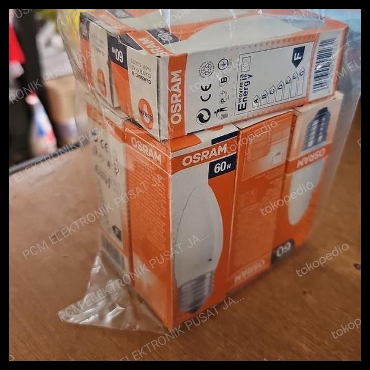 HOT DEAL 1813 LAMPU PIJAR LILIN OSRAM CANDLE 60 WATT E27 CLEAR BENING KUNING 