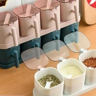 Tempat Bumbu Dapur Set 4 In 1 . Wadah Gula Kopi Garam Bumbu Dapur Set