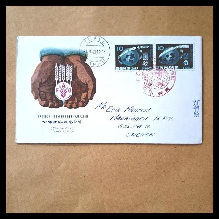 

HOT DEAL PRANGKO JEPANG MARCH 21, 1963. ORGANISASI PBB, F.A.O. ~ FREEDOM FROM HUNGER CAMPAIGN. DIKIRIM KE SWEDIA !