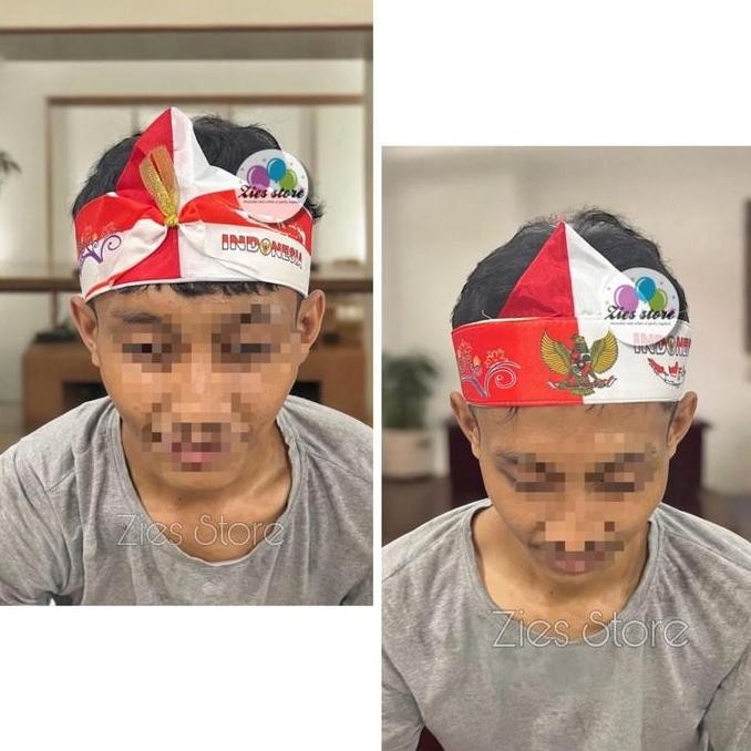 Kualitas terbaik] Ikat Kepala Merah Putih / Udeng MP /  Blangkon Merah Putih Sablon