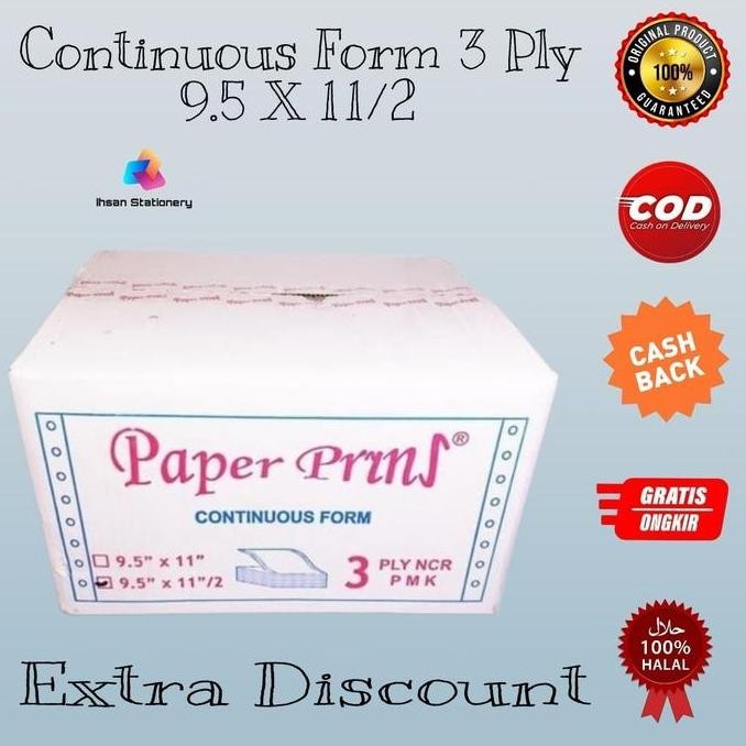 

HOT SALE! Continuous Form 3 ply 9,5 x 11/2 Paper Prins