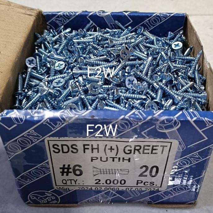 SEKRUP SDS FH (+) GREET 6x20 MOON LION SKRUP ROOFING GRC PUTIH SKRUP KALSI GRC SDS #6X20 CARLSIBOARD