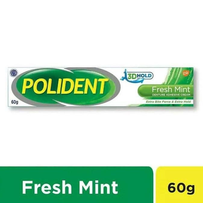 Lem Gigi Palsu Polident Adhesive Fresh Mint 60gr Original