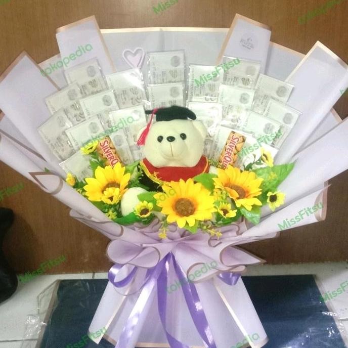buket uang boneka wisuda dan coklat money bouquet graduation doll