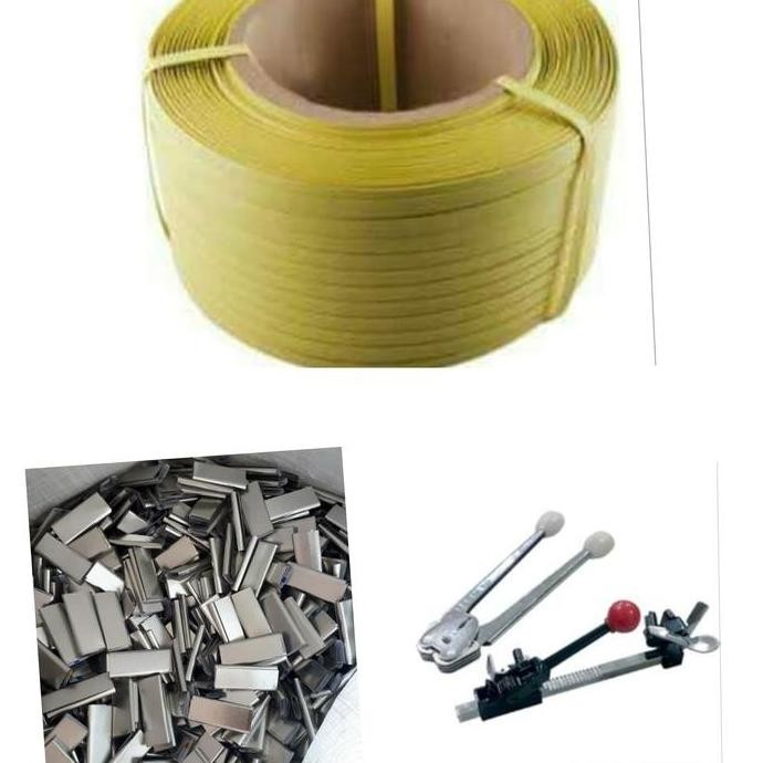 

ready !!! PAKET ALAT PACKING PLASTIK SET TERDIRI ALAT STRAPING + KLEM + TALI