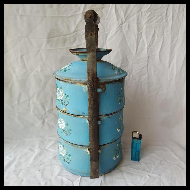 BEST DEAL PAJANGAN VINTAGE RANTANG ENAMEL BURUNG 3 SUSUN