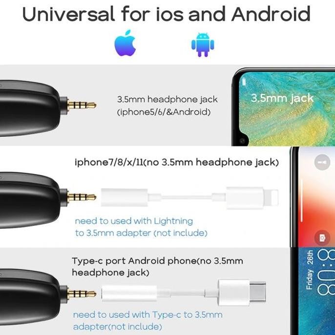 Microphone Mic Clip On Wireless Youtuber Vlog Untuk Smartphone Hp