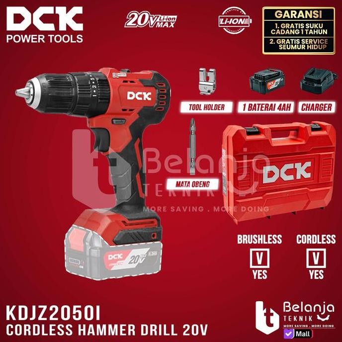 Dck Cordless Hammer Drill Kdjz2050Idm 20V Bor Impact Baterai Kdjz2050I