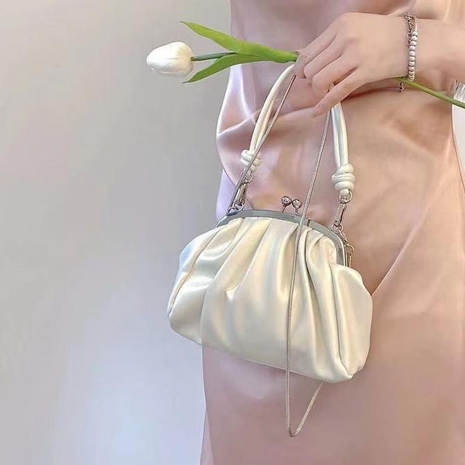 Tas Klip Lipit BAO100 | Tas Rantai Genggam Cewek Lucu PU Kanvas Premium