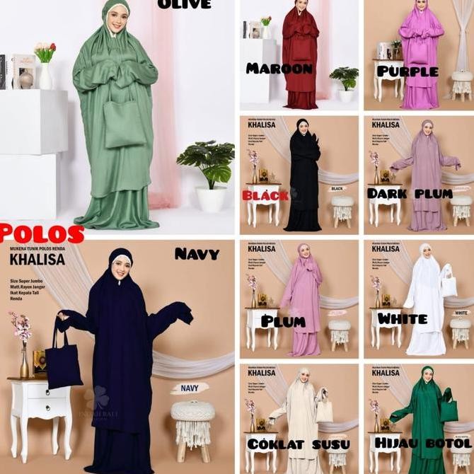 MUKENA BALI POLOS KHALISA TUNIK RENDA BERLENGAN (ATAS BAWAH/PUTUSAN)