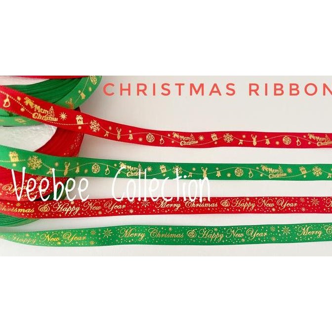 

favorit] Pita natal kain rol 1cm / christmas ribbon/ pita bingkisan hampers