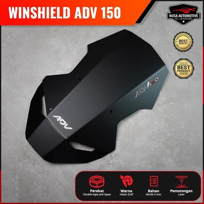 NSA VISOR WINSHIELD HONDA ADV 150 ADV 160 ADV 160/150 PNP SMOKE BENING HITAM DOFF Motorcycle Pengama
