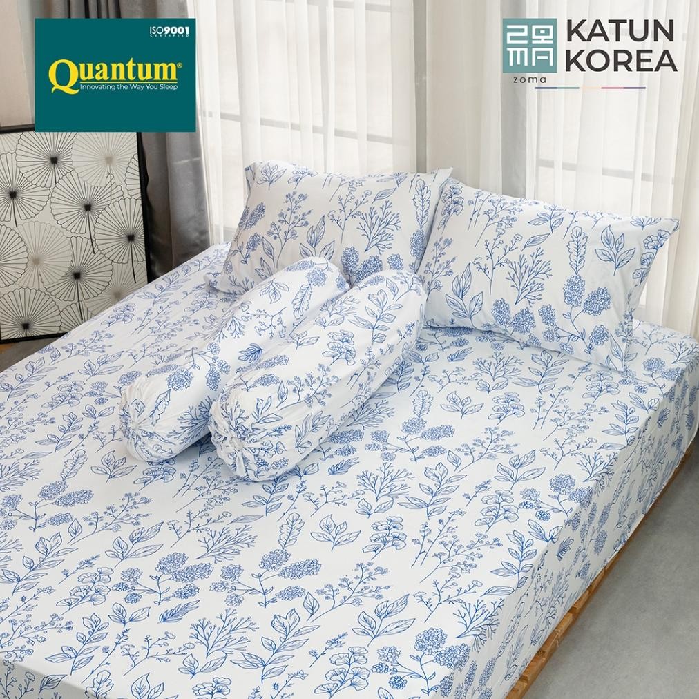 Sprei Katun Korea ZOMA by Quantum - Sprei Set Polos Kasur