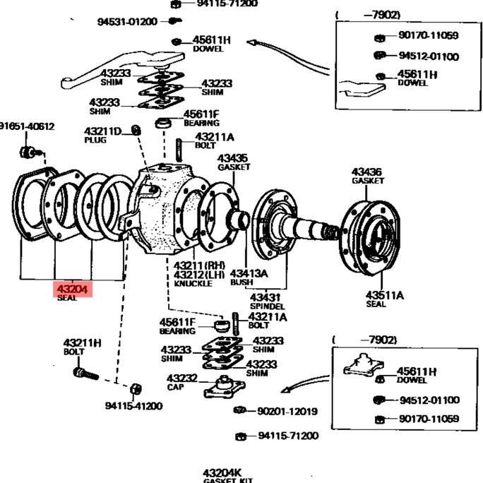 ready Seal ball hub knuckle steering Hardtop 2F FJ40 Fuji 43204-60020 Japan