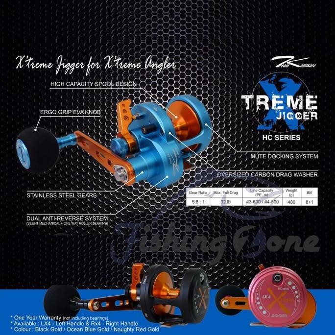 TERMURAH - Team Kamikaze Xtreme Jigger OH Reel HC Series LX4 - (Left Handle)