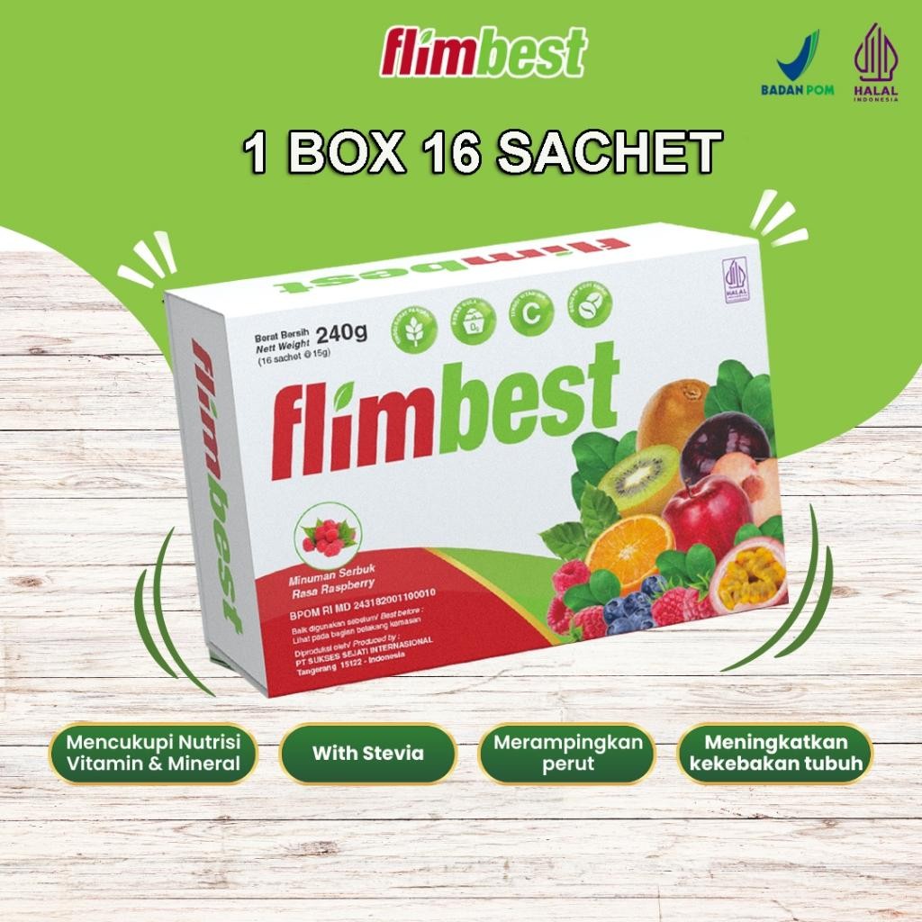 

FM FLIMBEST FIBER DRINK 1 BOX 16 SACHET OFFICIAL STORE ORIGINAL PELANGSING SLIM DIET ( BISA COD ) OBAT LANGSING KURUS DETOX HERBAL ALAMI ANTIOKSIDAN BPOM HALAL MUI RASA BLACKCURRANT RASPBERRY MIX TANGERANG JAKARTA
