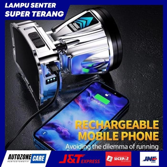 (Cod) Senter Kepala Super Terang  Dengan Power Bank  Camping Lampu Baterai Usb Bohlam Kotak