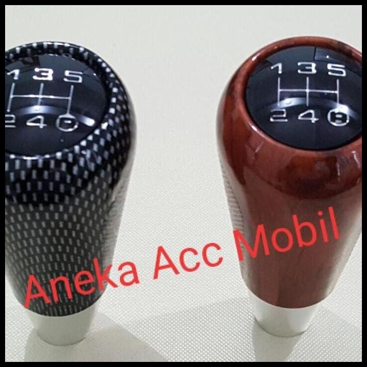 TERMURAH GEAR SHIFT KNOB MANUAL CARBON & WOOD UNIVERSAL MOBIL BRIO