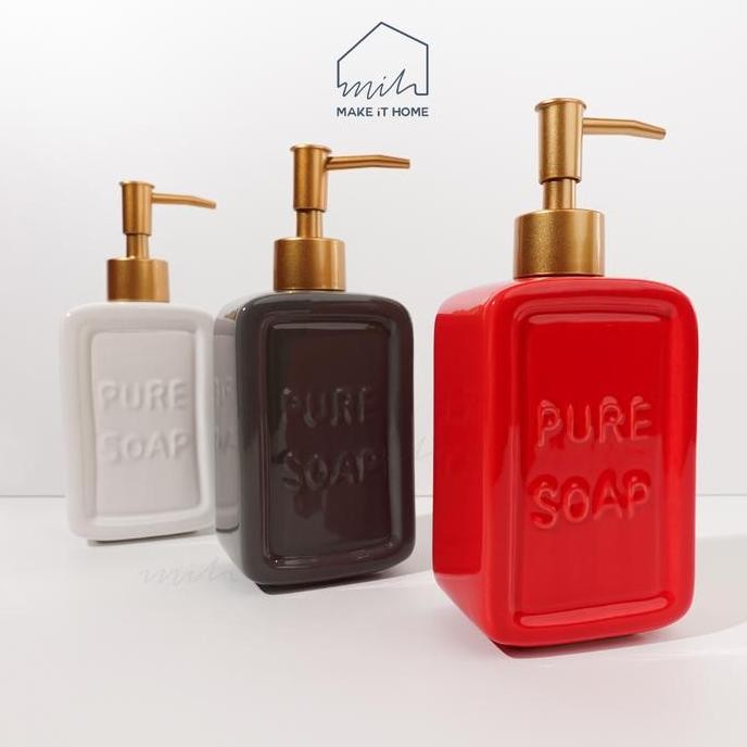 Pure Soap Liquid Dispenser / Tempat Sabun Cair Keramik Warna Lucu
