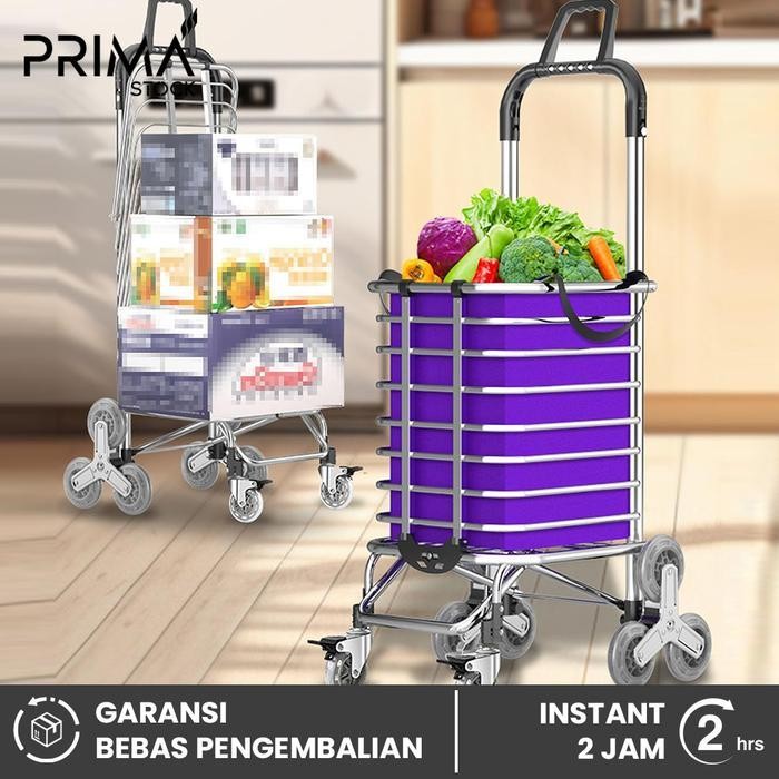 Troli Trolley Barang Belanja Alumunium Aluminium Lipat 2 3 4 6 8 Roda Tas Canvas Original Dan Terper