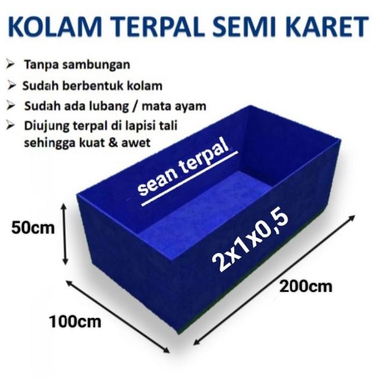 Terpal Kolam Terpal Ikan Kotak bahan ORCHID ukuran 2x1x0,5 / 200x100x50 Untuk Budidadya Ikan