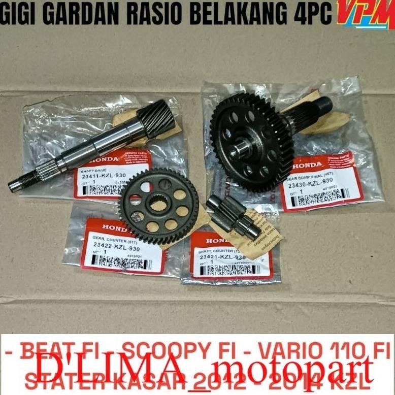 Gigi Gardan Rasio Belakang Set 4PC Beat FI Scoopy FI Vario 110 FI 2012 2013 2014 Stater Kasar 4PC Ko