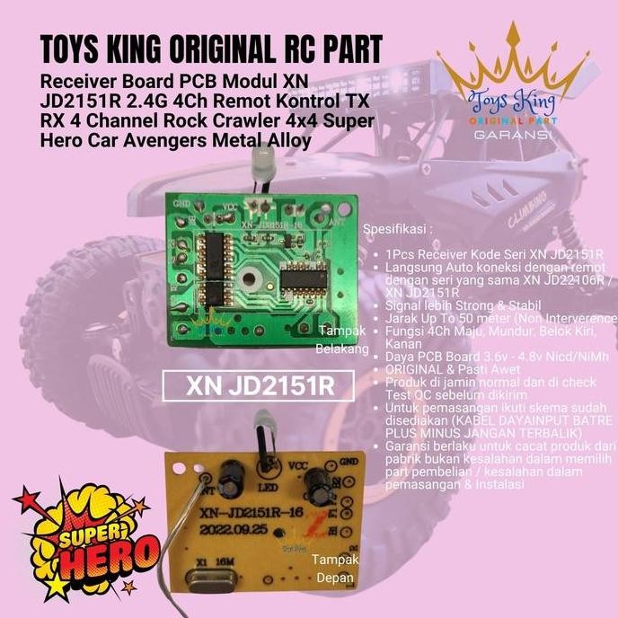 Remote 2.4Gh Receiver XN JD22106R JD2151R PCB RC Car Board Modul Part murah