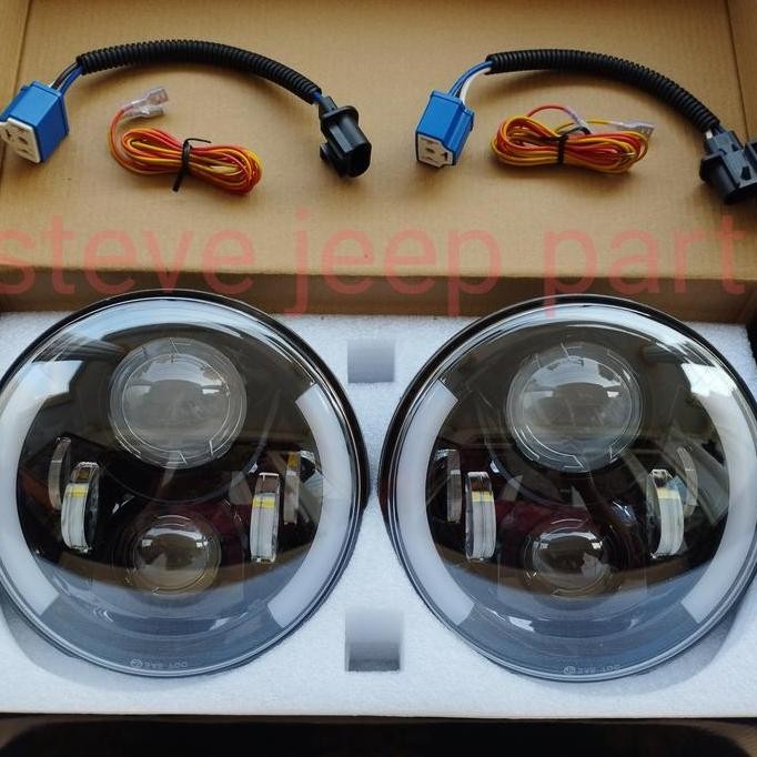 Headlamp lampu besar depan LED 7inch model JW speaker jeep wrangler JK