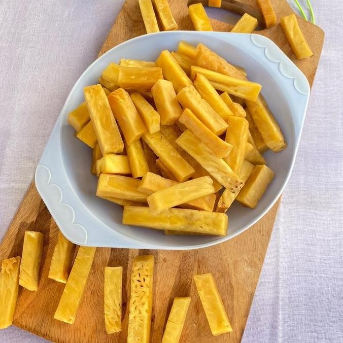 

100Gr Stik Sukun Mentega Asin Gurih Grade A Pedas Toples Merah Keripik Makanan Cemilan