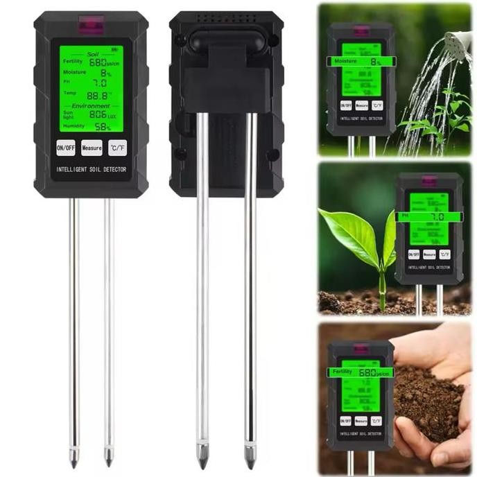 ALAT UKUR PH KELEMBABAN UDARA CAHAYA TEMPERATURE KELEMBABAN KESUBURAN TANAH TANAMAN 6 IN 1 SOIL PH M