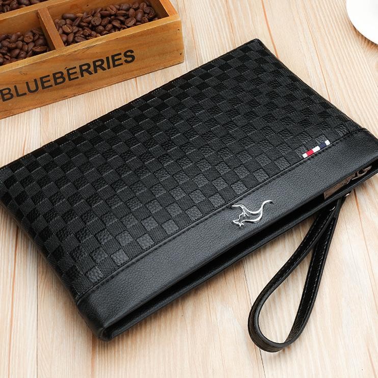 Tas Tangan Clutch Pria Cowok Dompet Tangan Besar Tipis Serbaguna Bahan Kulit Pu 185.Id