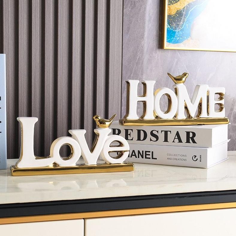 HOME & LOVE Pajangan Keramik Tulisan / Homedecor Pajangan Rumah Mewah Keramik