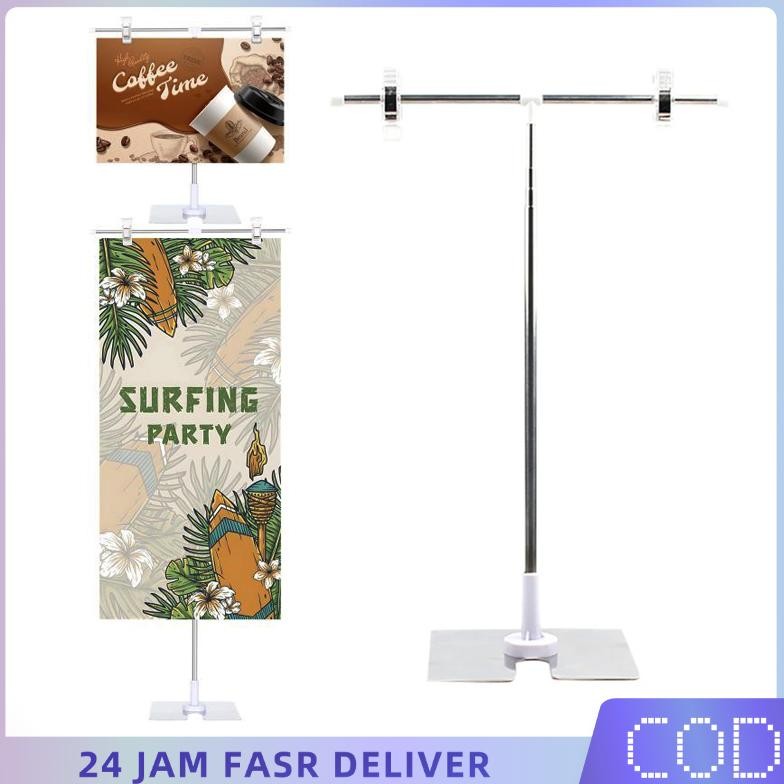 

1 Set Poster T Stand Meja Jepit Adjustable Tinggi Standing Pop 90cm T Stand Meja Jepit Promosi
