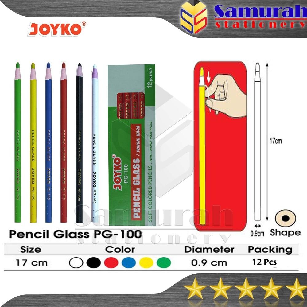 

Pensil Kaca Warna Joyko PG-100 / Pencil Glass Dermatograph PG 100 Hitam - Biru Tua - Hitam - Hijau - Kuning - Merah DiM