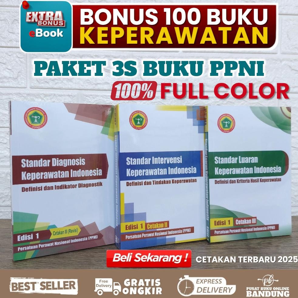 CETAKAN TERBARU 2023 PAKET 3 BUKU PPNI SDKI SIKI SLKI PREMIUM ORI CETAKAN 3 DiM