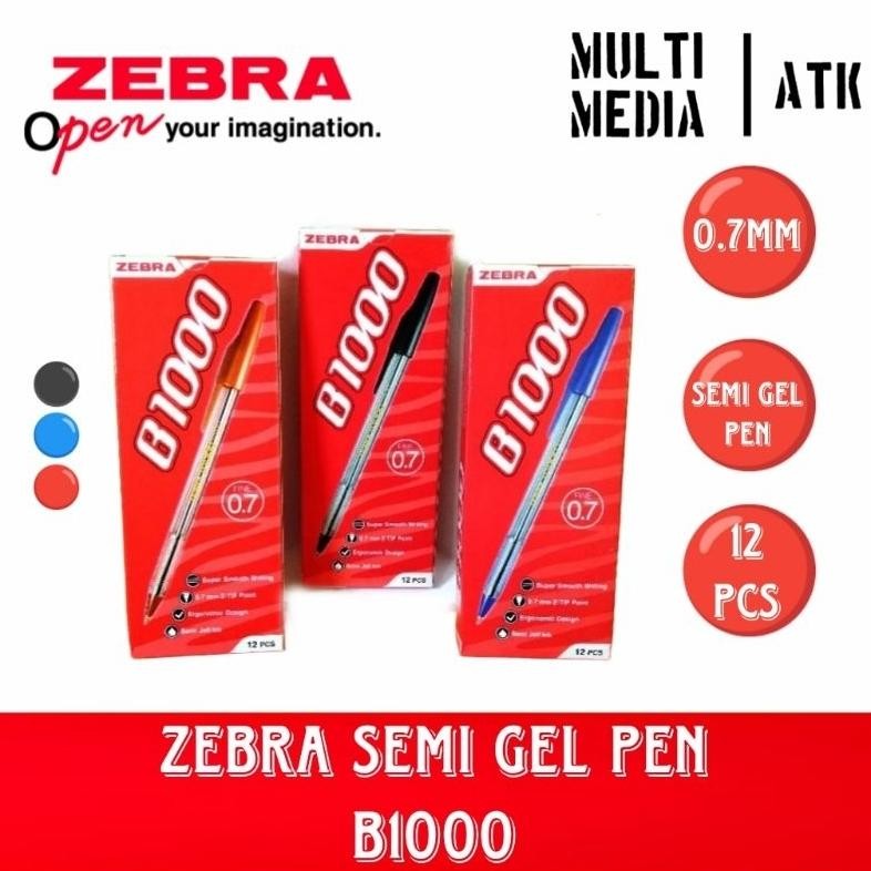

PEN ZEBRA SEMI GEL TRANSPARANT B1000 (1 LUSIN) / PULPEN ZEBRA B-1000 DiM