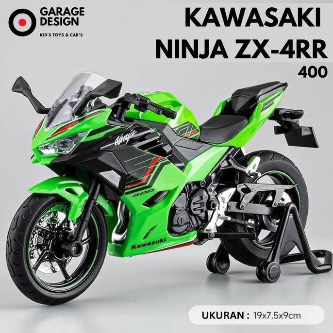 DIECAST MINIATUR MOTOR NINJA ZX-4RR 1:12 + PADDOCK MOTORBIKE KOLEKSI