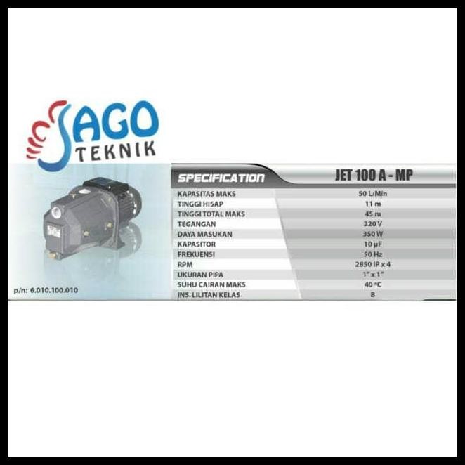 TERBARU POMPA AIR SUMUR SEMI DALAM / JET PUMP MULTIPRO JET 100A 