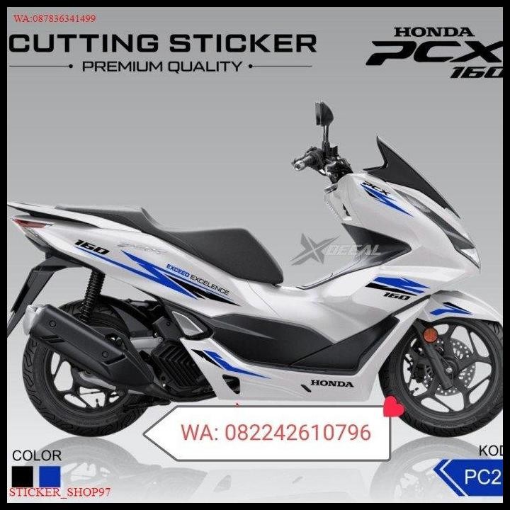 DISKON STICKER CUTTING STRIPING HONDA PCX 160 2021 PUTIH SPORTY BIRU HITAM 