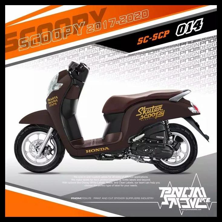 GRATIS ONGKIR CUTTING STICKER STRIPING SCOOPY BROWN 2017-2021 SKUTER SCOOPY GOLD 