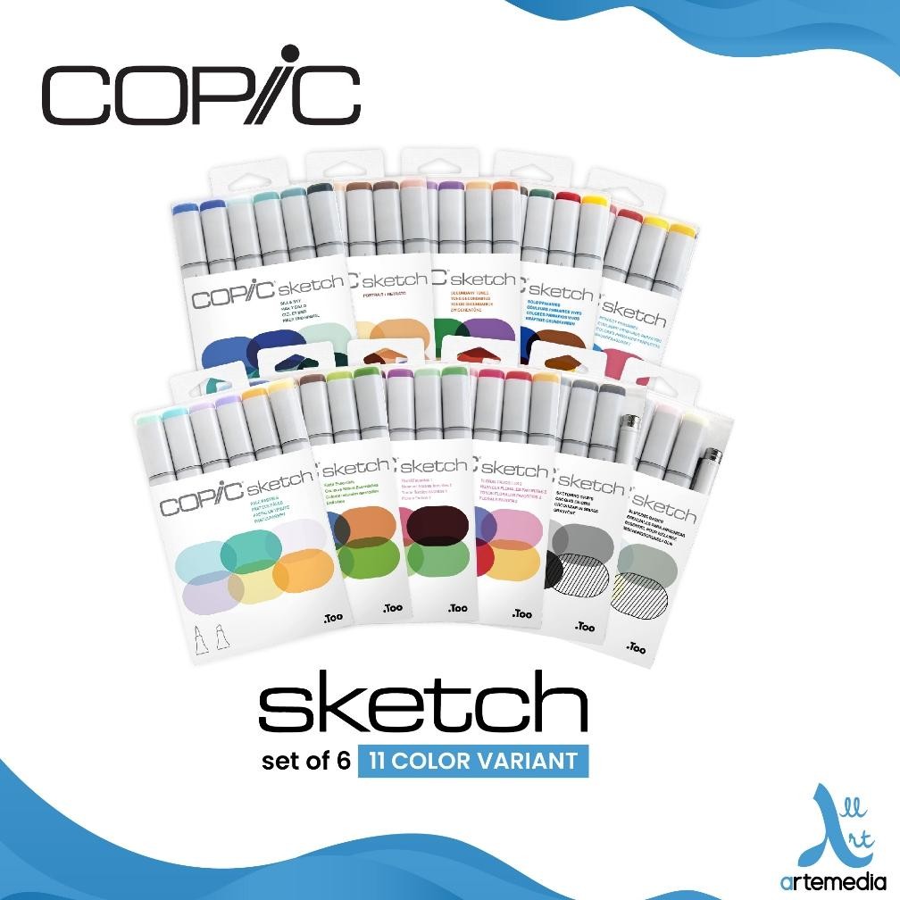 

Copic Sketch Set 6 Graphic Marker Alcohol Based Dye Ink Refillable DiM